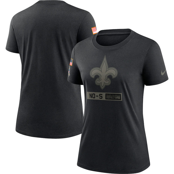 Women's New Orleans Saints 2020 Black Salute To Service Performance NFL T-Shirt (Run Small)